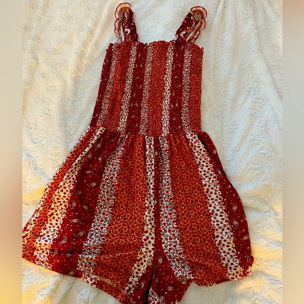 Burnt Orange Flowy Romper Shorts